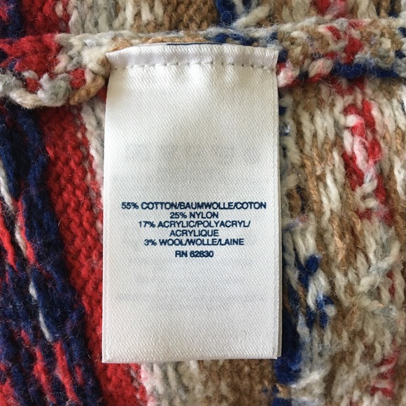 LANDS END Nordic Style Fair Isle Sweater Red Stripes - Picture 7 of 8